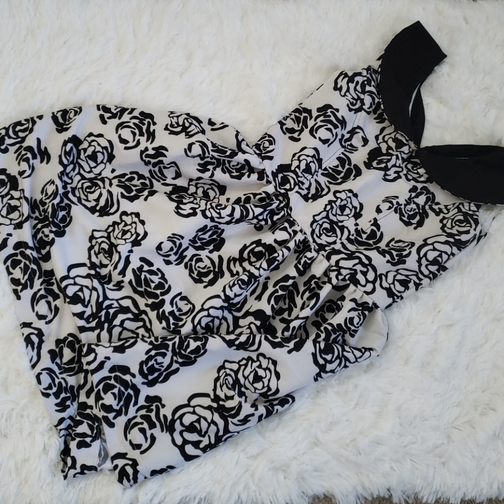 Handmade white and black floral dress